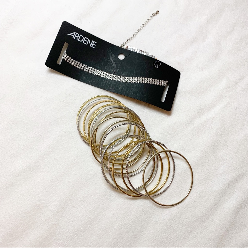 Ardene Choker And Bangles Silver And Gold